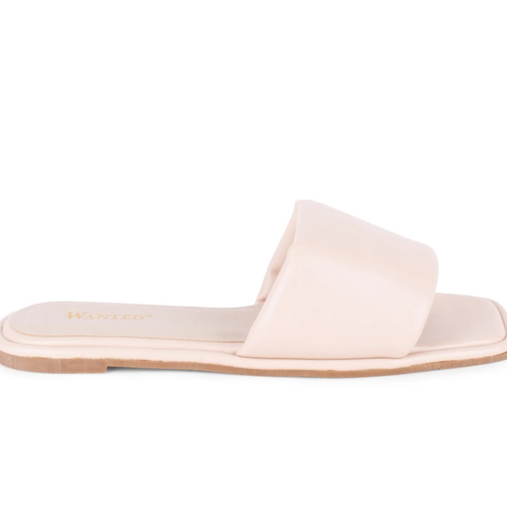 Wanted Cream Slide Sandals